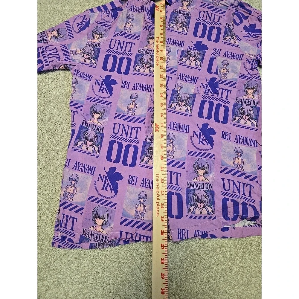 Evangelion Eva Unit-00 Purple Button-Down‎ Shirt Rei Ayanami Atsuko Swim Trunks
